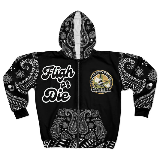 “Late NightTryp Paisley,” (BLK) Fligh or Die: Plaine Jaine 101, Hoodie